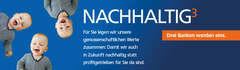 Titelbild NAchhaltig mit drei Kindern und Text